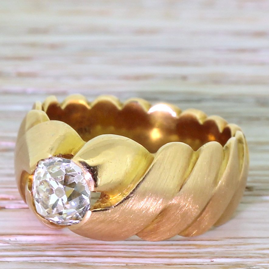 modernist 114 carat old cut diamond solitaire ring circa 1960