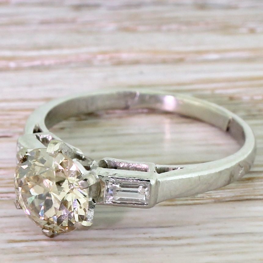 art deco 167 carat light cognac old cut diamond engagement ring french circa 1925