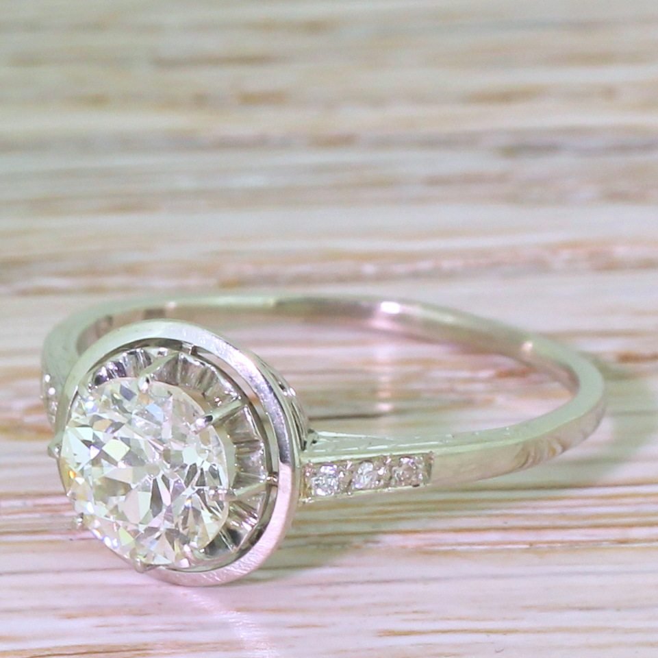 art deco 168 carat old cut diamond engagement ring circa 1940