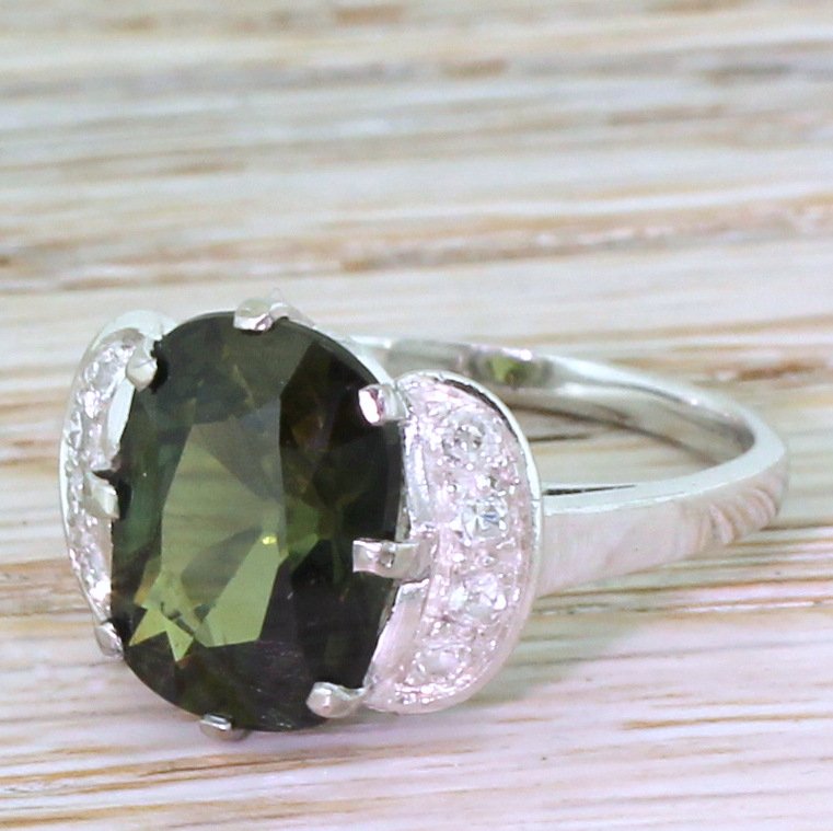 mid century 467 carat natural green sapphire ring circa 1960