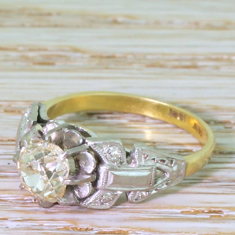 mid century 117 carat old cut diamond engagement ring circa 1955