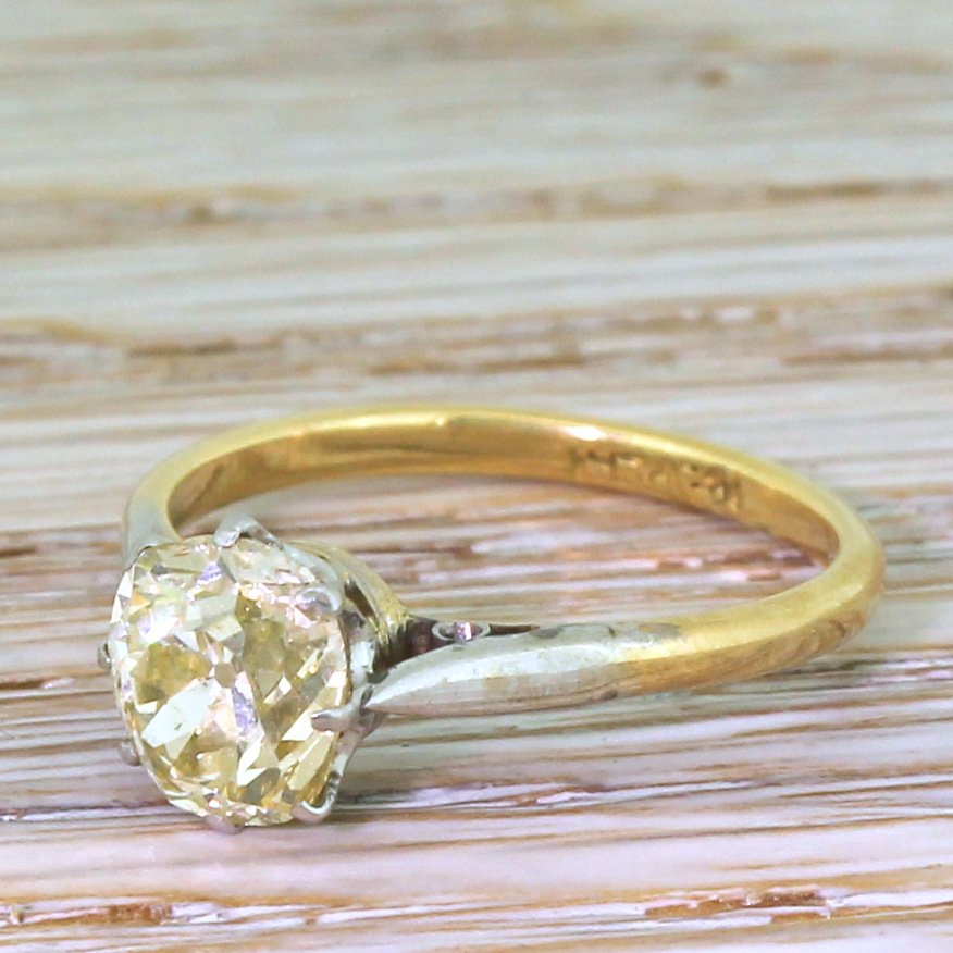 art deco 153 carat light yellow old cut diamond engagement ring circa 1935