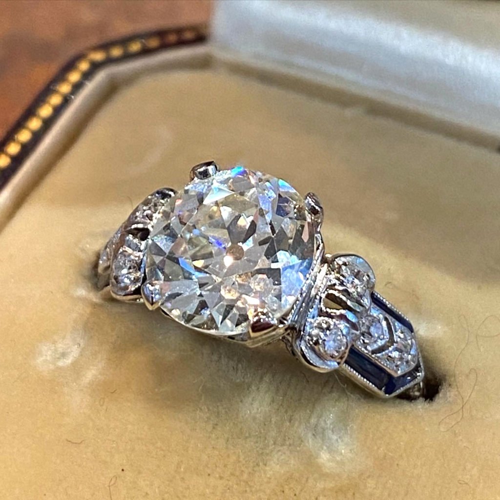 Edwardian 3.22 Carat Old Cut Diamond Engagement Ring, circa 1910 ...