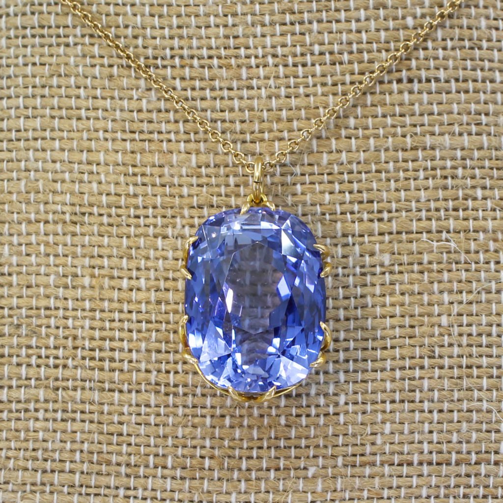 mid century 5000 carat synthetic sapphire pendant circa 1960