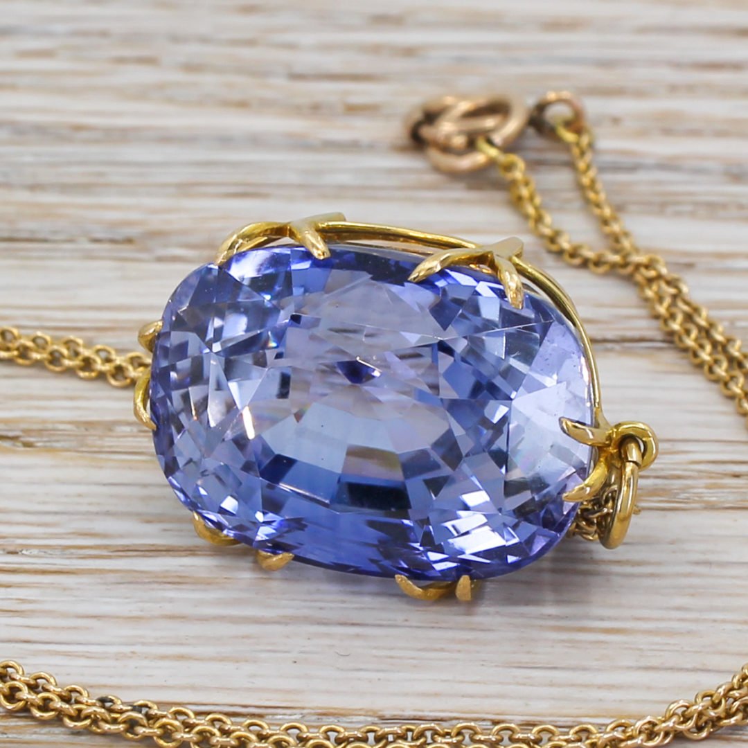 Mid Century 50.00 Carat Synthetic Sapphire Pendant, circa 1960 - Gatsby ...