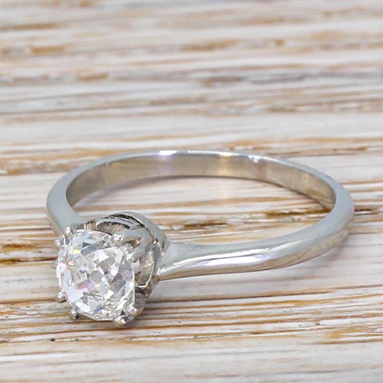 art deco 091 carat old cut diamond engagement ring circa 1920