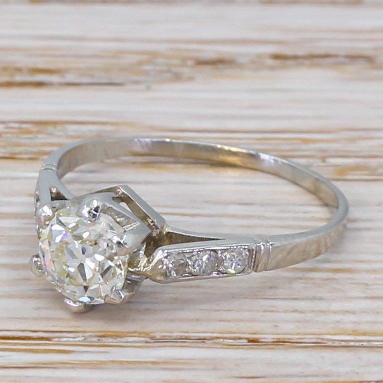 art deco 094 carat old cut diamond engagement ring circa 1925