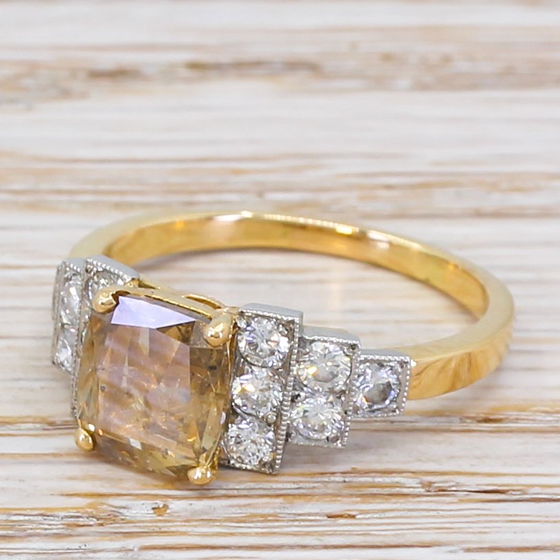 mid century 085 carat fancy brown diamond engagement ring circa 1965