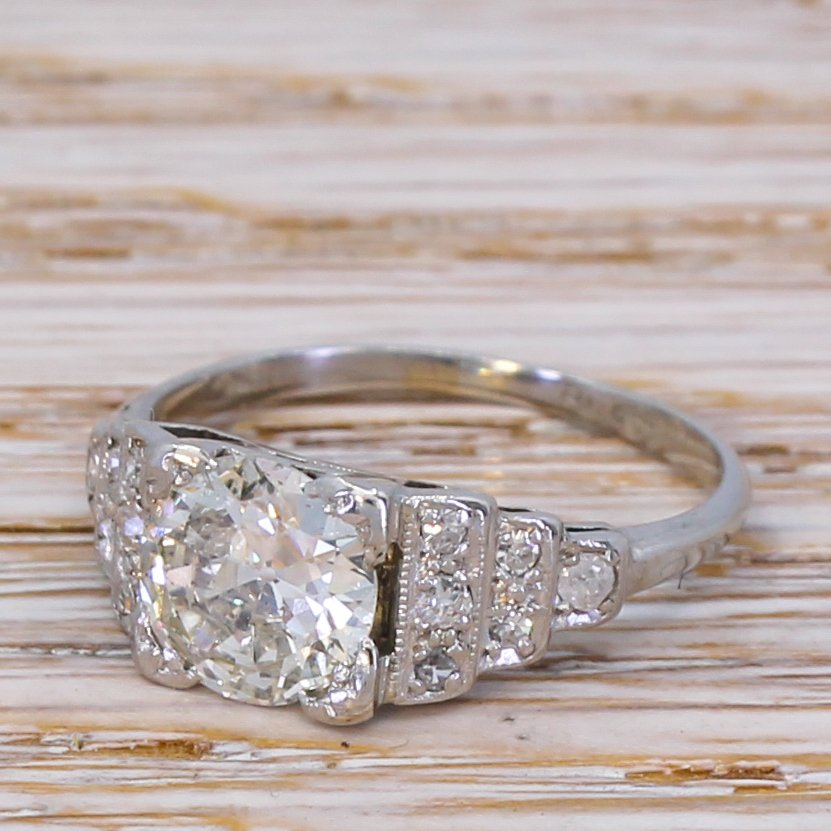 art deco 110 carat old cut diamond engagement ring circa 1920