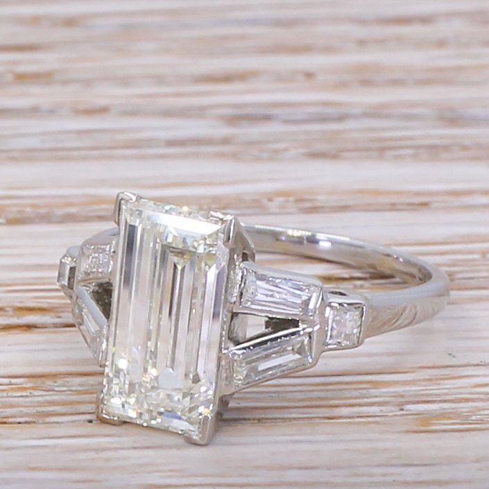 art deco 243 carat baguette cut diamond engagement ring circa 1925