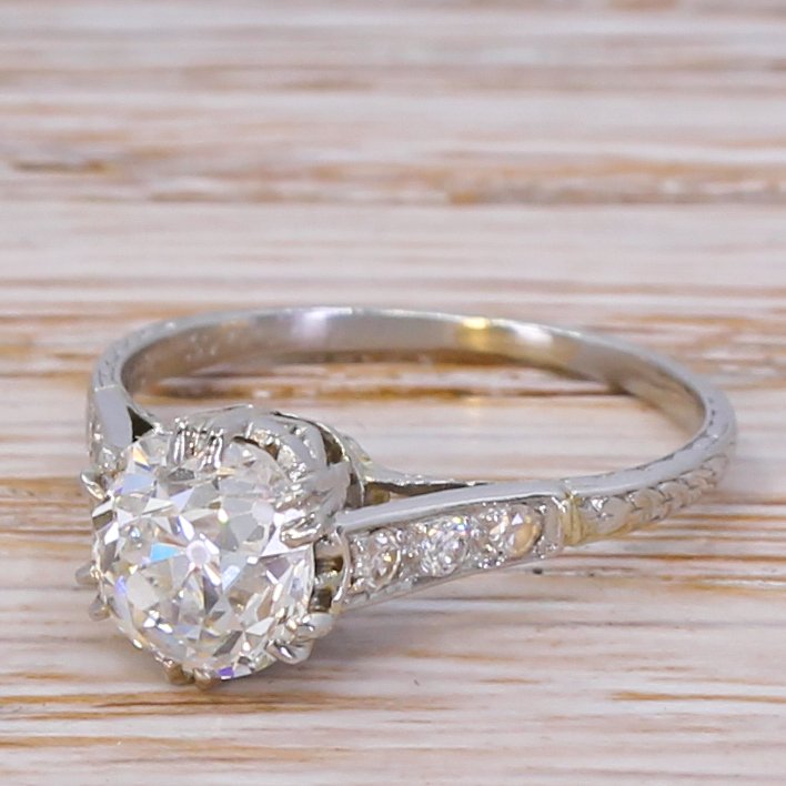 art deco 136 carat old cut diamond engagement ring circa 1915