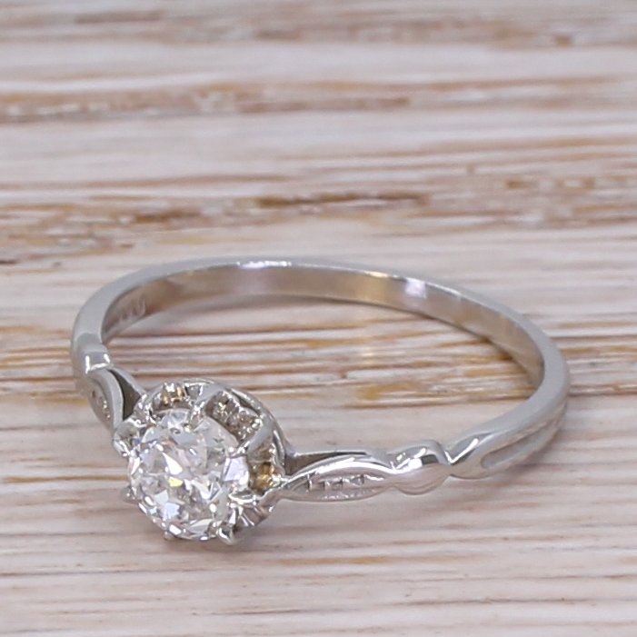 art deco 058 carat old cut diamond engagement ring circa 1920
