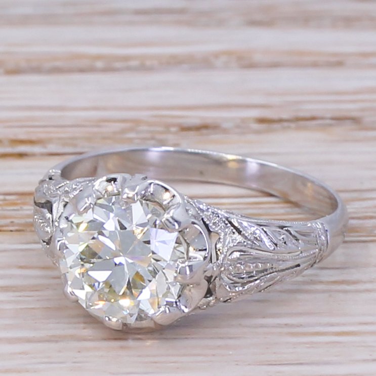 mid century 176 carat old cut diamond engagement ring circa 1960