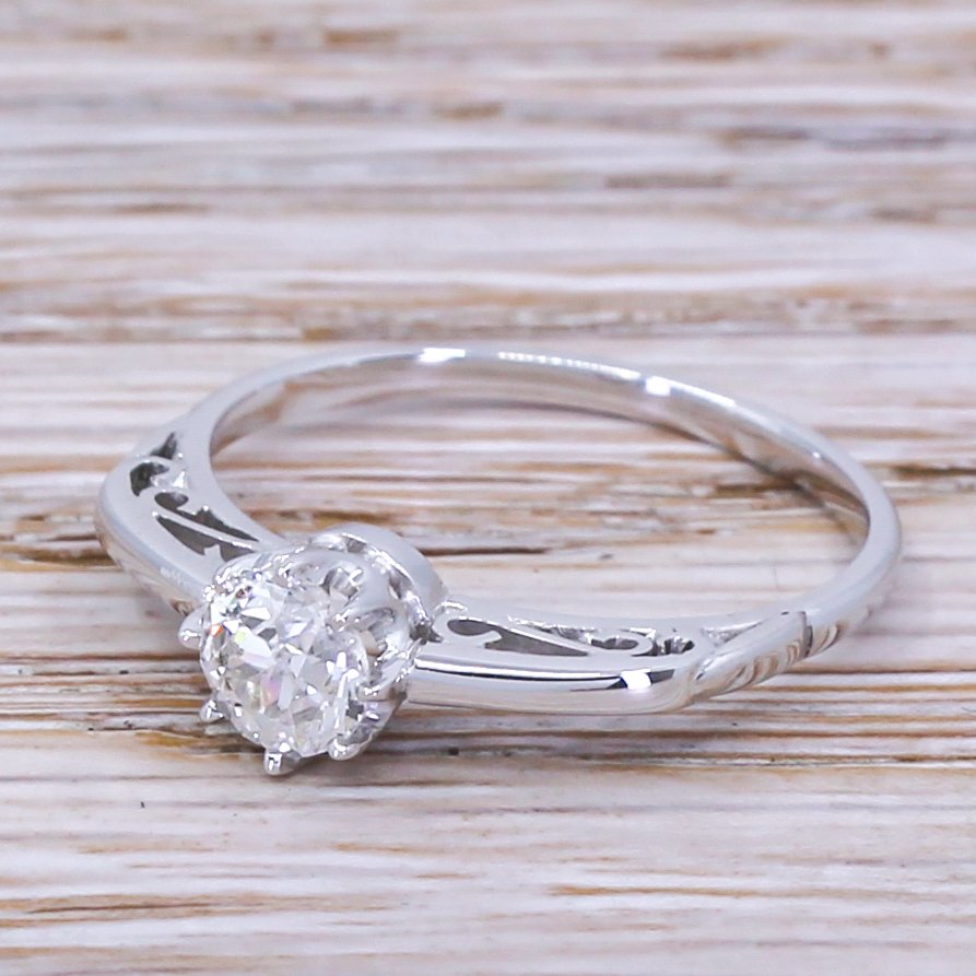 mid century 061 carat old cut diamond engagement ring circa 1955