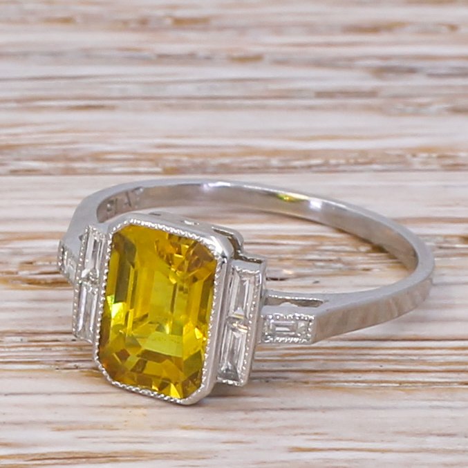 art deco 225 carat yellow sapphire solitaire ring circa 1935