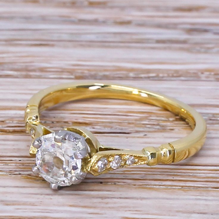 art deco 050 carat old cut diamond engagement ring circa 1920