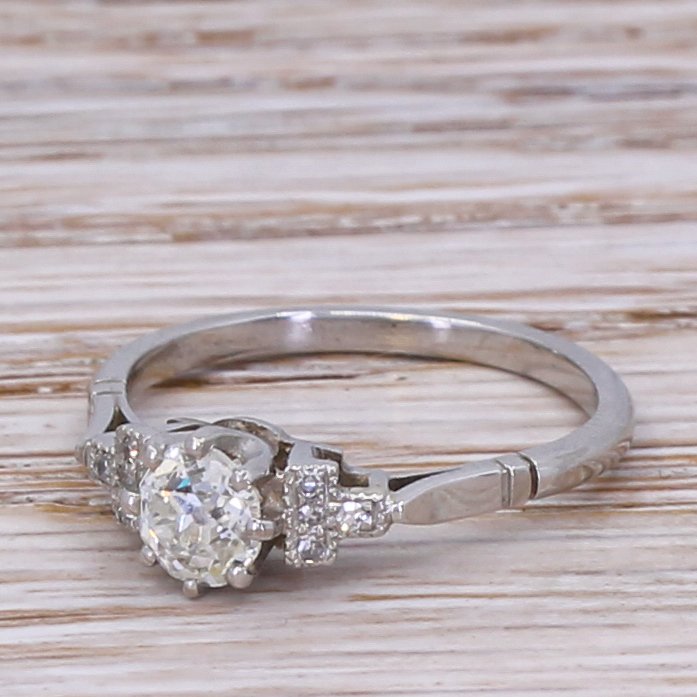 art deco 055 carat old cut diamond engagement ring circa 1920