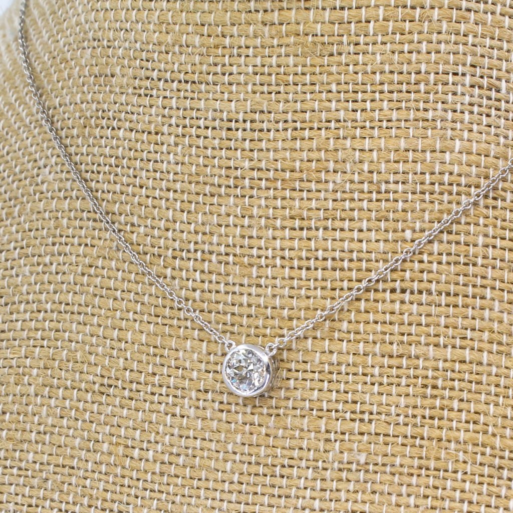 084 carat old cut diamond solitaire pendant necklace platinum