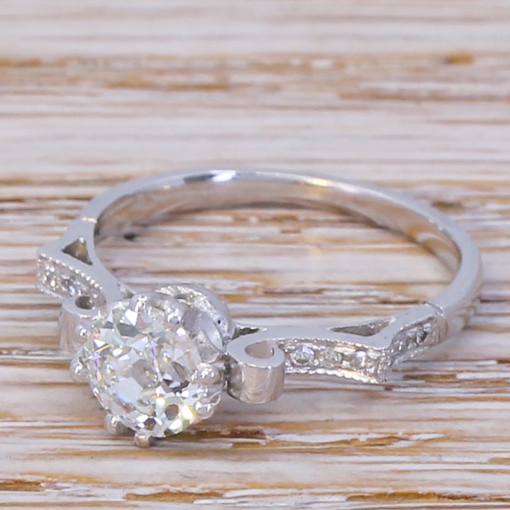 art deco 075 carat old cut diamond engagement ring circa 1930