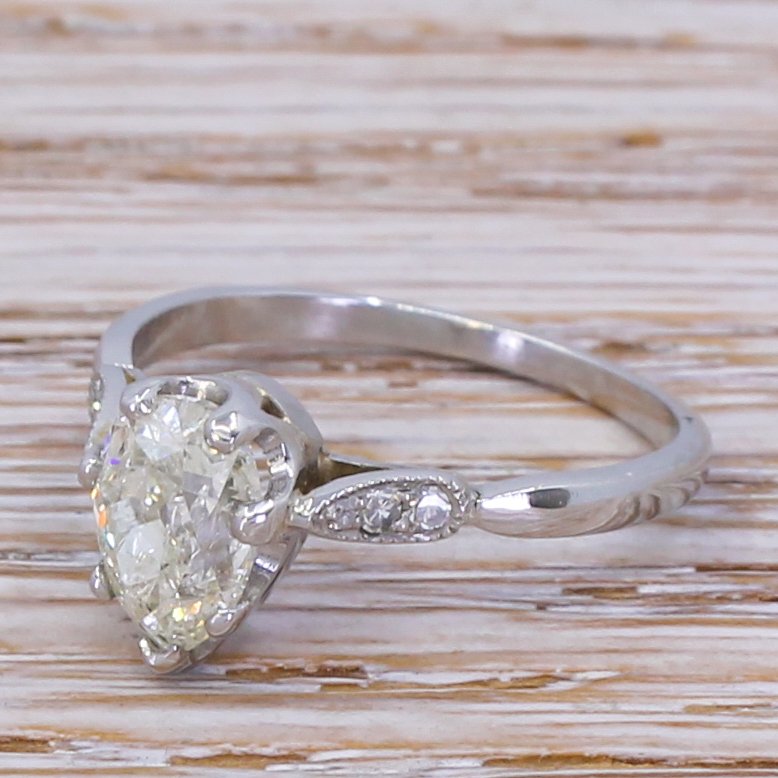 art deco 129 carat old pear cut diamond engagement ring circa 1920