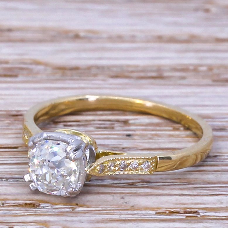 art deco 086 carat old cut diamond engagement ring circa 1920