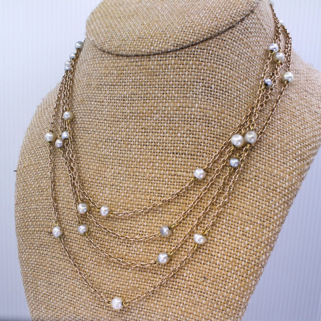 victorian natural pearl longuard chain circa 1870