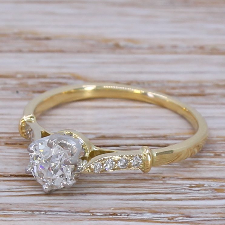 art deco 049 carat old cut diamond engagement ring circa 1935