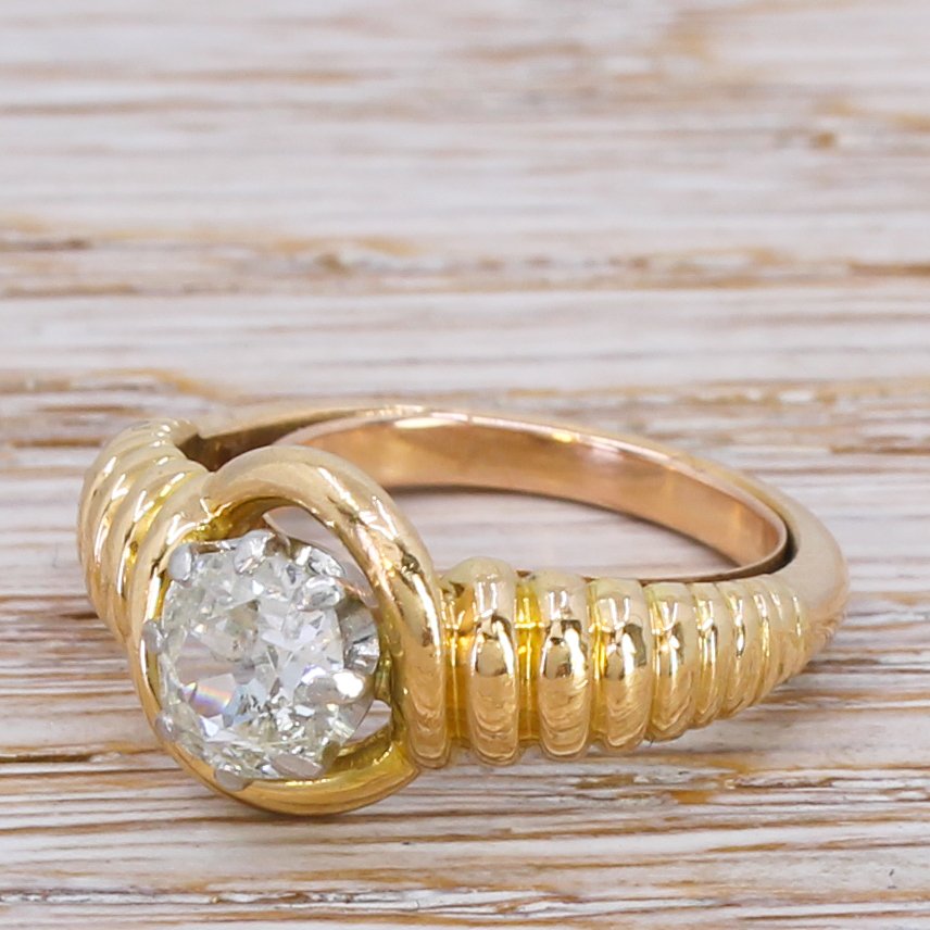 mid century 065 carat old cut diamond solitaire ring circa 1955