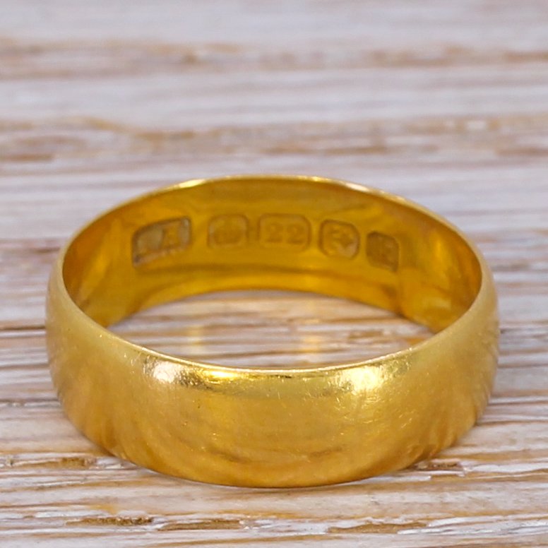 edwardian 22k yellow gold wedding band ring dated 1909