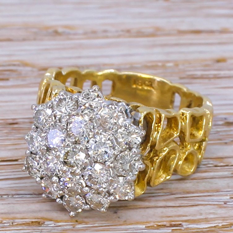 mid century 152 carat round brilliant cut diamond cluster ring circa 1965