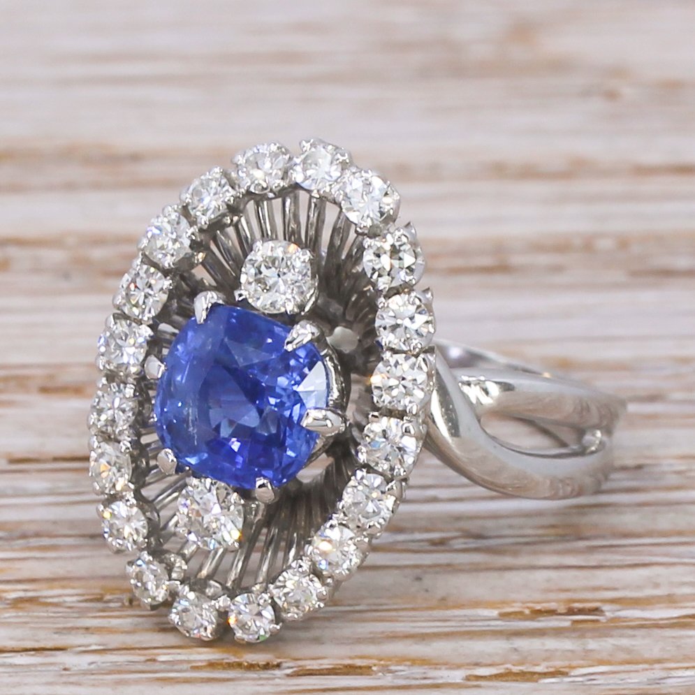mid century 186 carat sapphire 038 066 diamond ring circa 1965