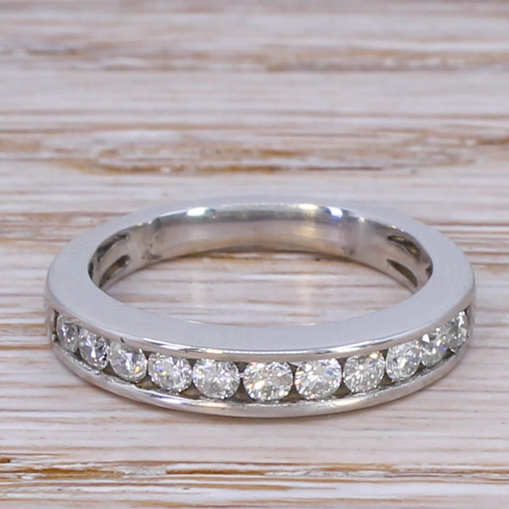 modern 044 carat round brilliant cut diamond half eternity ring 14k white gold