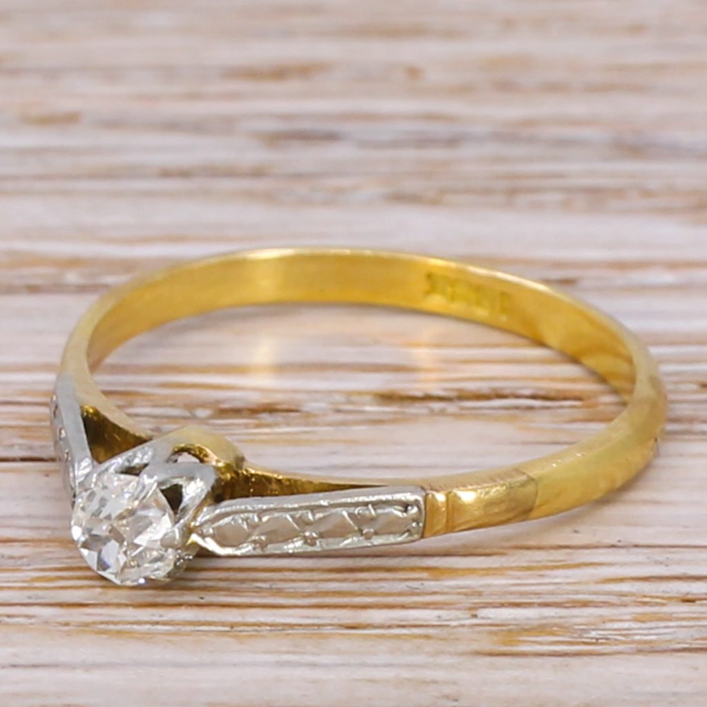 art deco 020 carat old cut diamond engagement ring circa 1930