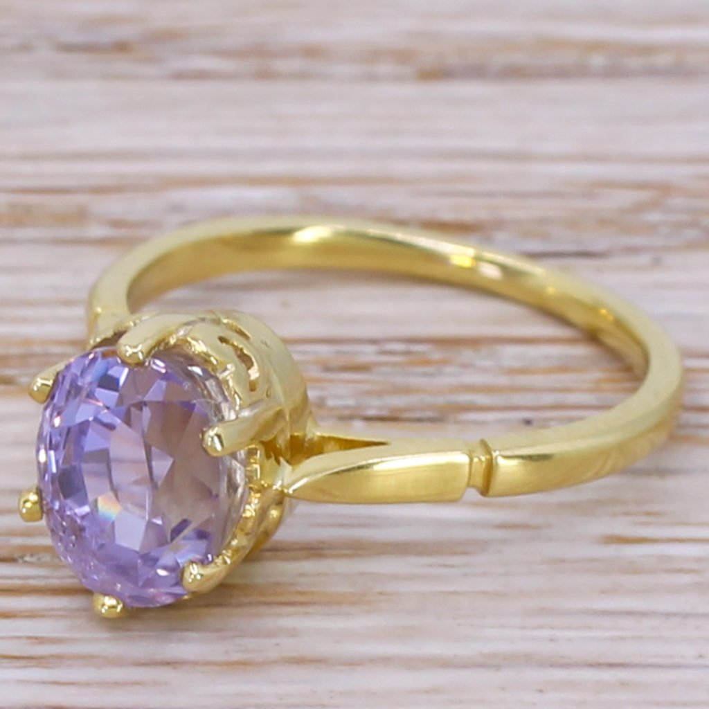 mid century 373 carat ceylon purple sapphire solitaire ring circa 1950