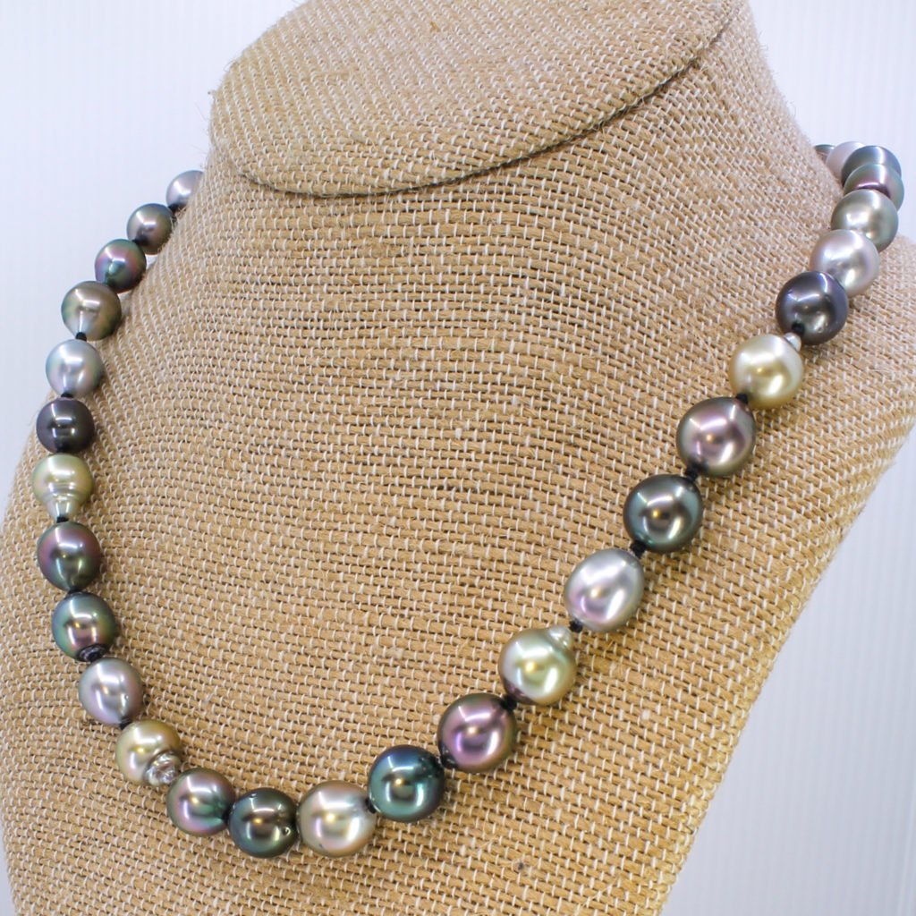 south sea multicolour pearl necklace 18k gold clasp