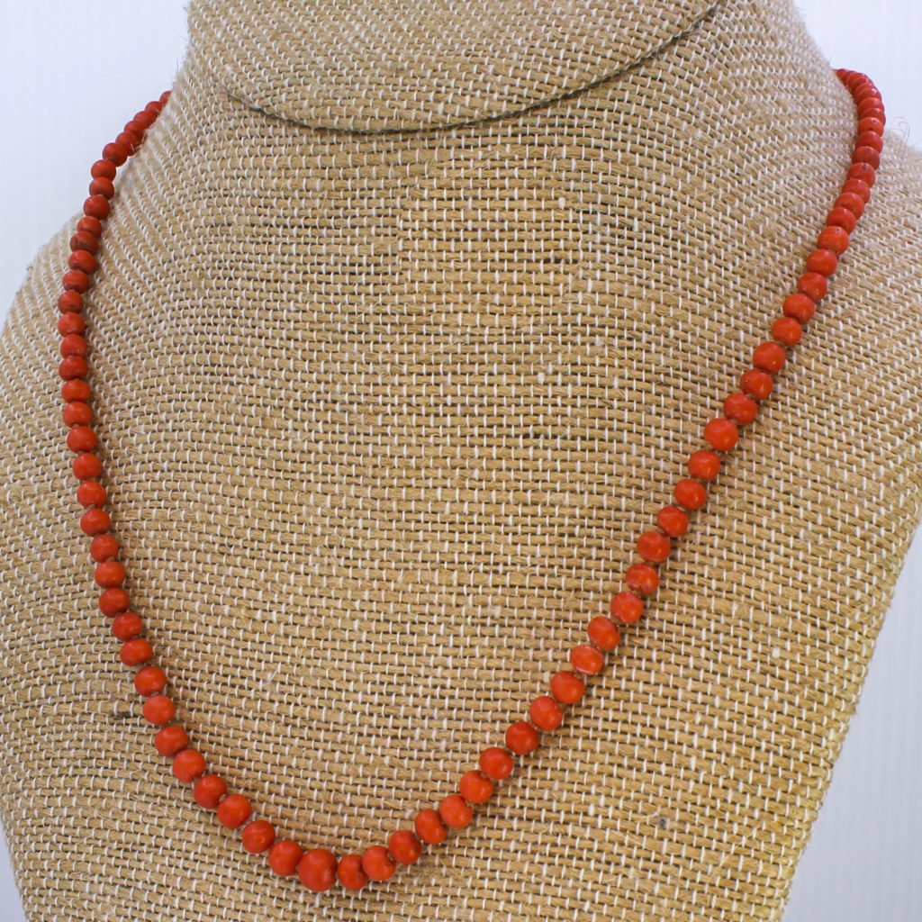 victorian coral bead necklace circa 1900